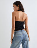 Image of Samwell Halterneck Top in Paisley Lace Black