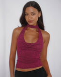 Image of Samwell Halterneck Top in Paisley Lace Burgundy