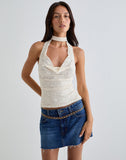 Image of Samwell Halterneck Top in Paisley Lace Ivory