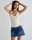 Image of Samwell Halterneck Top in Paisley Lace Ivory