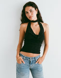 Image of Samwell Halterneck Top in Paisley Lace Black