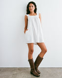 Image of Sanaly Mini Dress in White with Black Micro Polka