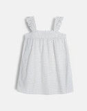 Image of Sanaly Mini Dress in White with Black Micro Polka