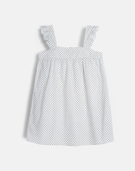 Image of Sanaly Mini Dress in White with Black Micro Polka