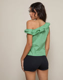 Image of Sanamu Frill Top in Mini Gingham Green