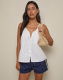 Image of Sanja Scoop Button Top in Ivory