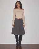 Image of Sanjani Pleated Denim Midi Skirt in Grey Wash