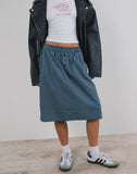 Image of Sanjina Midi Skirt in Mini Dark Blue Gingham