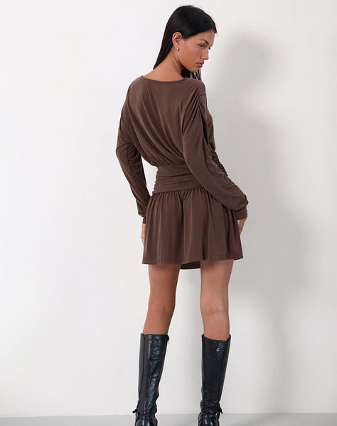 Image of Sanuli Mini Dress In Bitter Chocolate