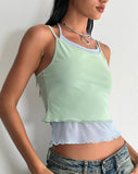 Image of Sapphi Double Layered Cami Top in Frost Blue and Sage Green