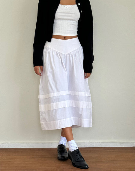 Derika V Waist Maxi Skirt in Cream