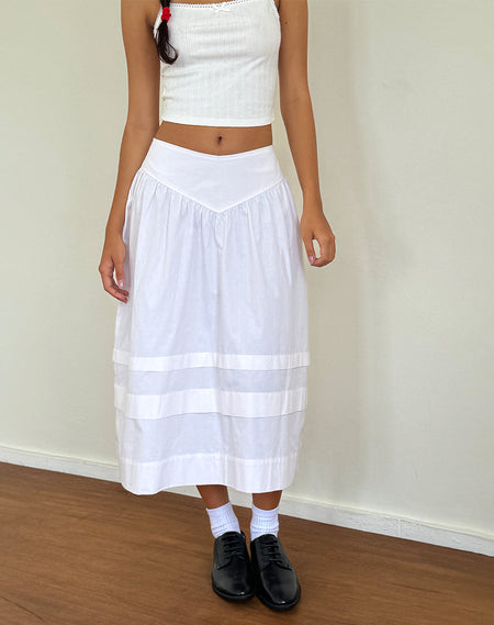 Esmeray Midi Skirt in Yellow Diagonal Stripe