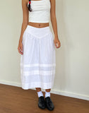 Image of Sarayu Midi Skirt in Poplin White