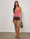 Image of Sarella Bandeau Top in Red and Pink Stripe