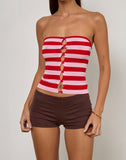 Image of Sarella Bandeau Top in Red and Pink Stripe