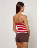 Image of Sarella Bandeau Top in Red and Pink Stripe