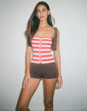 Image of Sarella Bandeau Top in Red and Pink Stripe