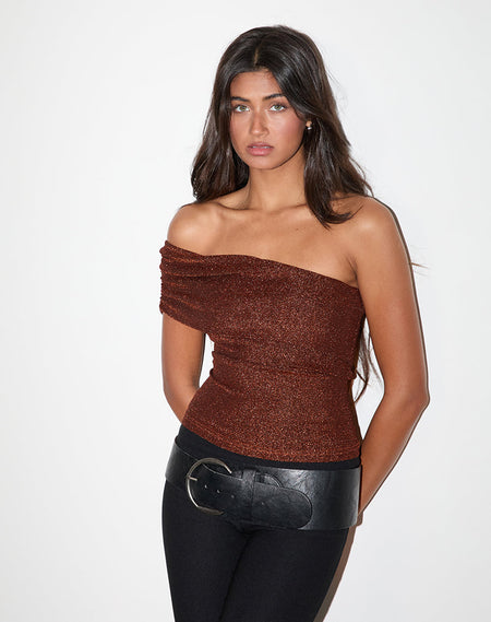 Marga One Shoulder Top in Ocean Storm