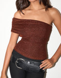 Image of Sarla One Shoulder Top in Jersey Glitter Copper