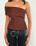 Image of Sarla One Shoulder Top in Jersey Glitter Copper