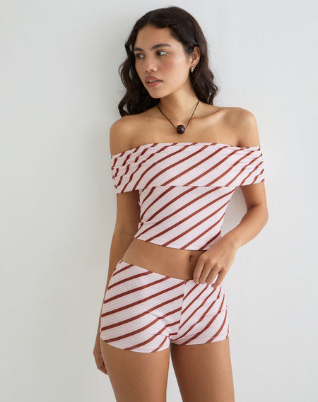 Fayez Top in Slinky Diagonal Stripe Pink