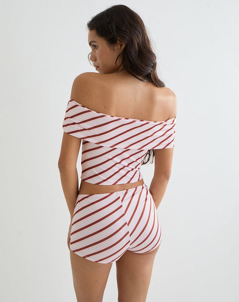 Image of Ciana Hot Pants in Diagonal Stripe Pink