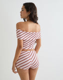 Image of Sarla One Shoulder Top in Diagonal Stripe Pink