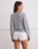 Image of Saroya Plunge Wrap Top in Knit Grey