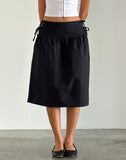 Image of Sasay Midi Skirt in Black Linen Rami