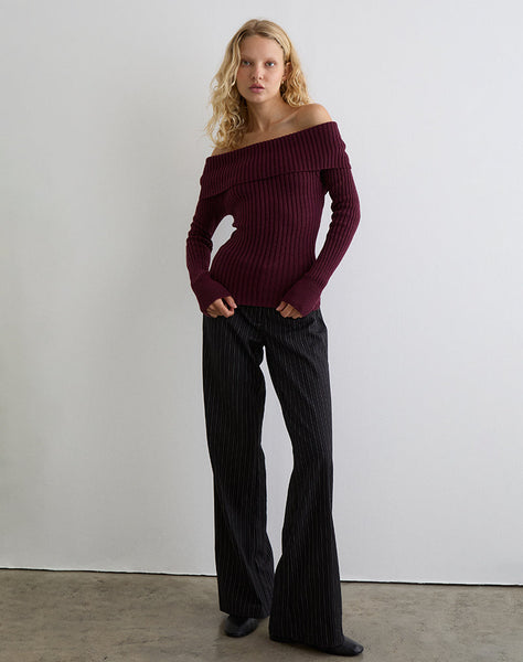 Image of Saskia Bardot Bow Back Top in Dark Cherry