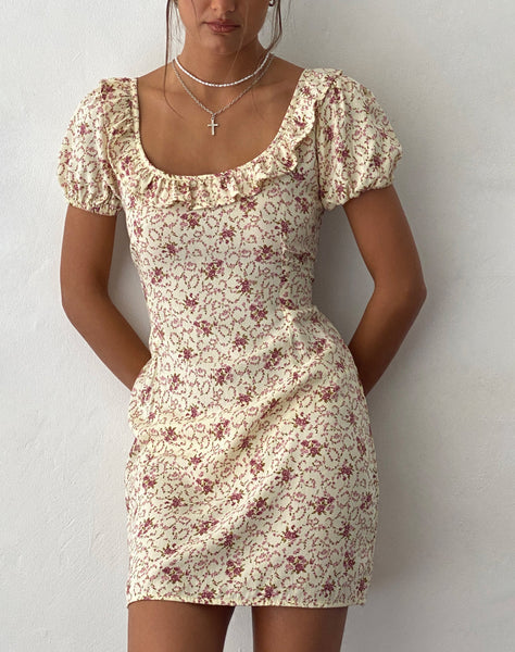 Image of Sasyana Mini Dress in Flower Chain Cream