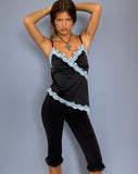 image of Satima Cami Top in Black with Blue Lace