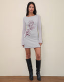 Image of Satoli Mini Dress in Mono Flower Flock Pale Grey