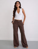 Image of Saucy Trousers in Linen Deep Mahogany