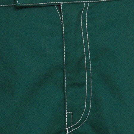 Saul Wide Leg Cargo Trouser in Bottle Green with White Stitching