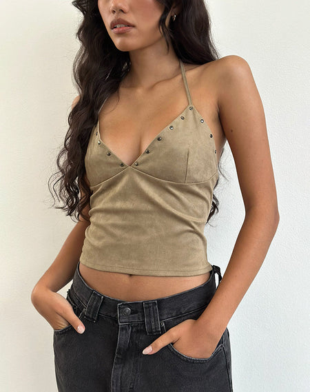 NINA BEADED HALTER TOP LONDON FOG 10