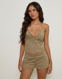 Image of Saumya Hot Pant in Faux Suede Mushroom Grey