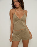 Image of Cressa Top in Faux Suede Mushroom Grey