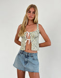 Image of Sauva Tie Front Top in Pretty Floral Light Sage