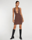 Image of Savilla Halterneck Mini Dress in Peppercorn