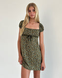 Image of Savio Mini Dress in Grunge Floral Khaki