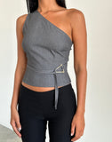 Image of Sayaka One Shoulder Top in Tailoring Charcoal