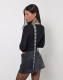 Image of Skinny Scarf in Grey and Black Stripe