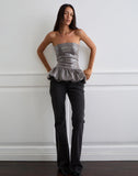 Image of Seada Peplum Top in Sequin Check Brown