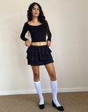 Image of Sefone Tiered Mini Skirt in Slinky Black