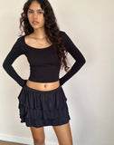 Image of Sefone Tiered Mini Skirt in Slinky Black