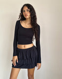 Image of Sefone Tiered Mini Skirt in Slinky Black