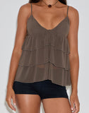 Image of Selvina Frill Cami Top in Olive