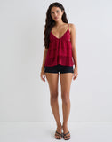 Image of Selvina Frill Cami Top in Red