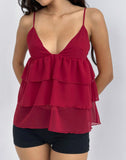 Image of Selvina Frill Cami Top in Red